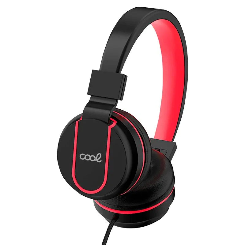 Auriculares Cascos Jack 3,5 mm COOL Toronto Negro-Rojo - PixelPlaza