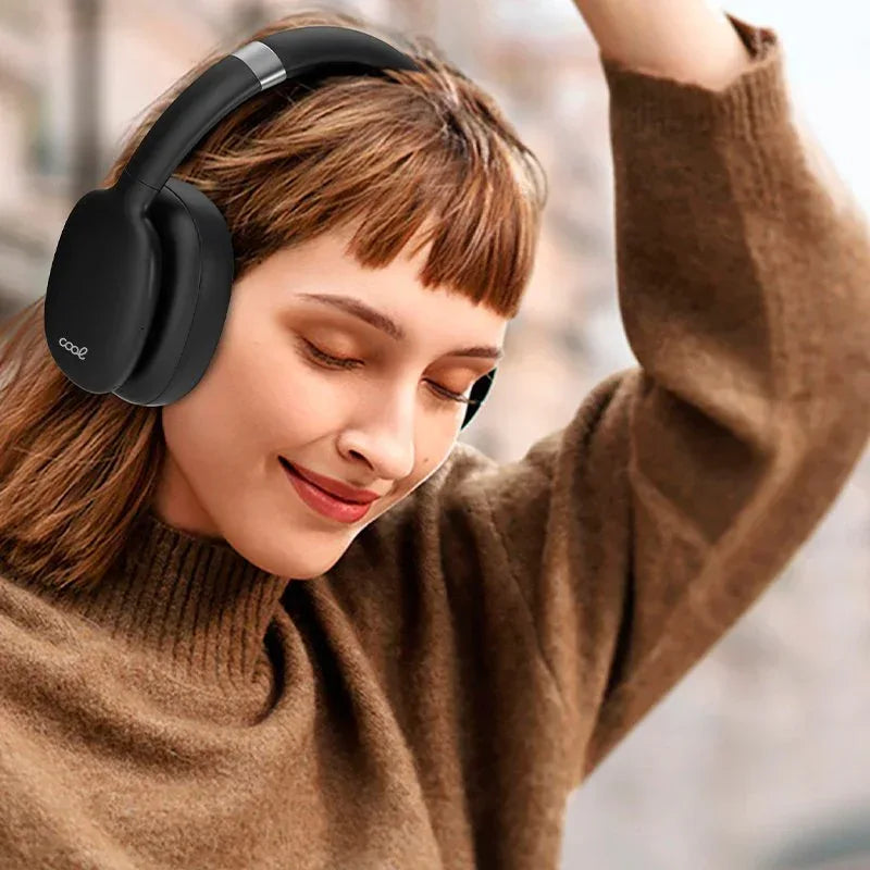 Auriculares Stereo Bluetooth Cascos COOL Roller Negro - PixelPlaza