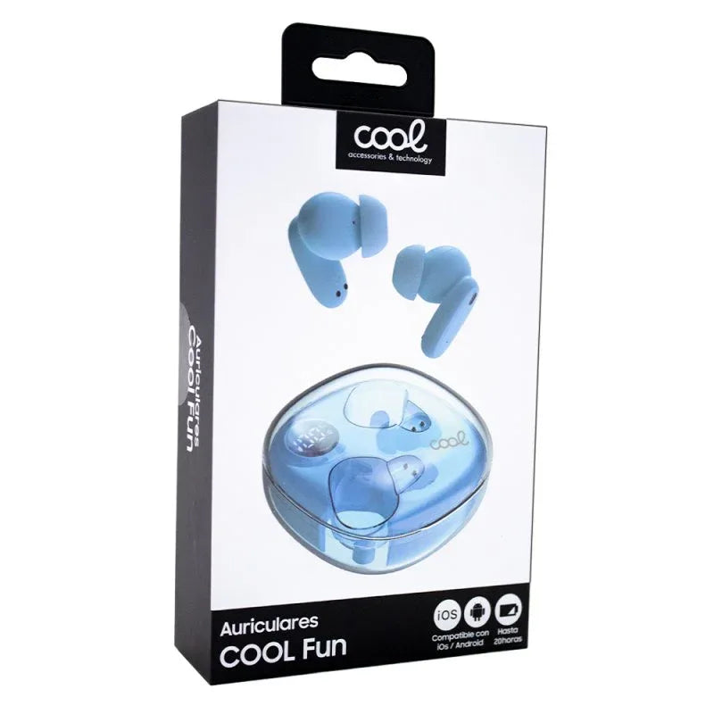 Auriculares Stereo Bluetooth Dual Earbuds COOL Fun Celeste - PixelPlaza