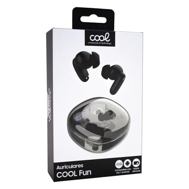 Auriculares Stereo Bluetooth Dual Earbuds COOL Fun Negro - PixelPlaza