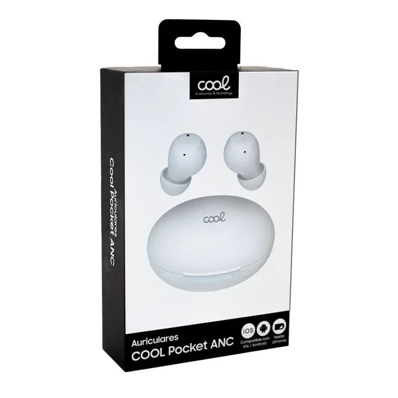 Auriculares Stereo Bluetooth Earbuds ANC COOL Pocket Blanco - PixelPlaza