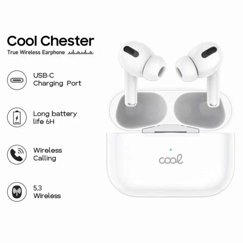 Auriculares Stereo Bluetooth Earbuds COOL Chester Blanco - PixelPlaza