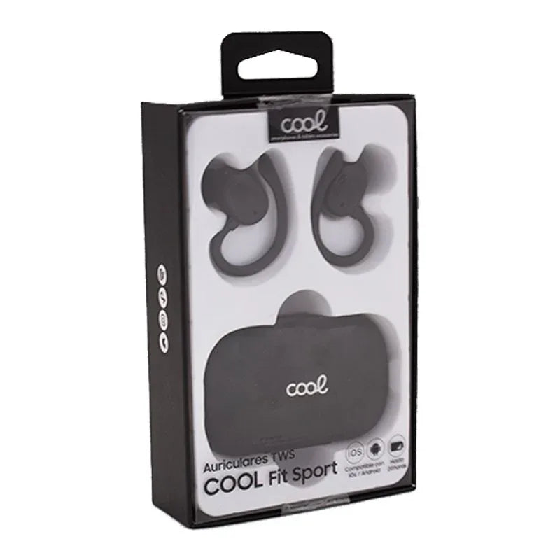 Auriculares Stereo Bluetooth Earbuds Inalámbricos COOL Fit Sport Negro - PixelPlaza
