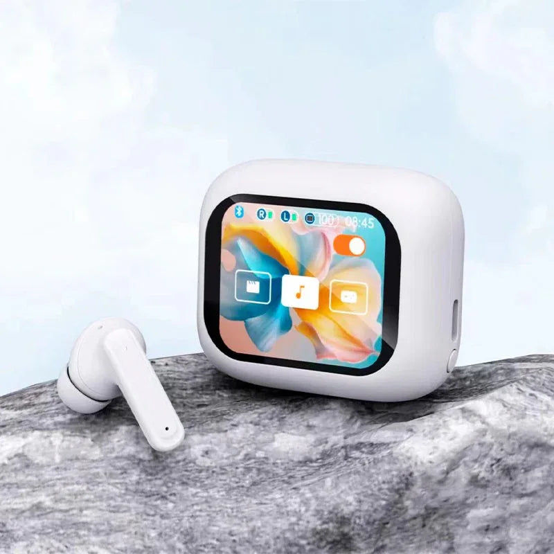 Auriculares Stereo Bluetooth Earbuds Lcd COOL Ambient Blanco - PixelPlaza