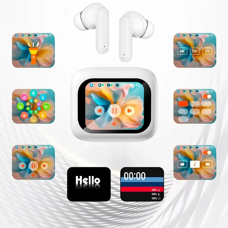 Auriculares Stereo Bluetooth Earbuds Lcd COOL Ambient Blanco - PixelPlaza