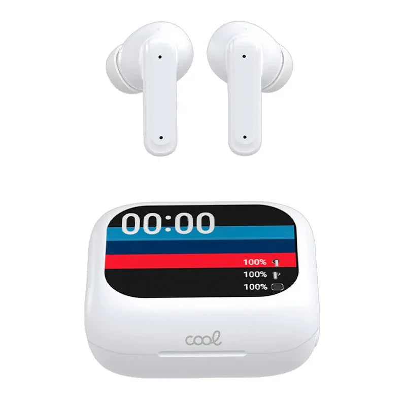Auriculares Stereo Bluetooth Earbuds Lcd COOL Ambient Blanco - PixelPlaza