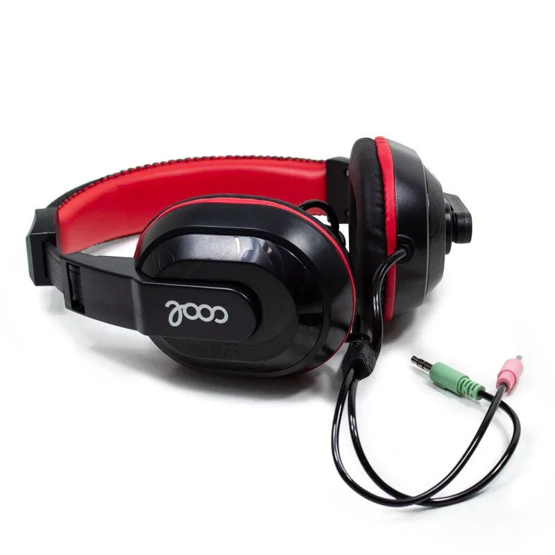 Auriculares Stereo Oficina COOL Dublin con micro (Negro-Rojo) - PixelPlaza