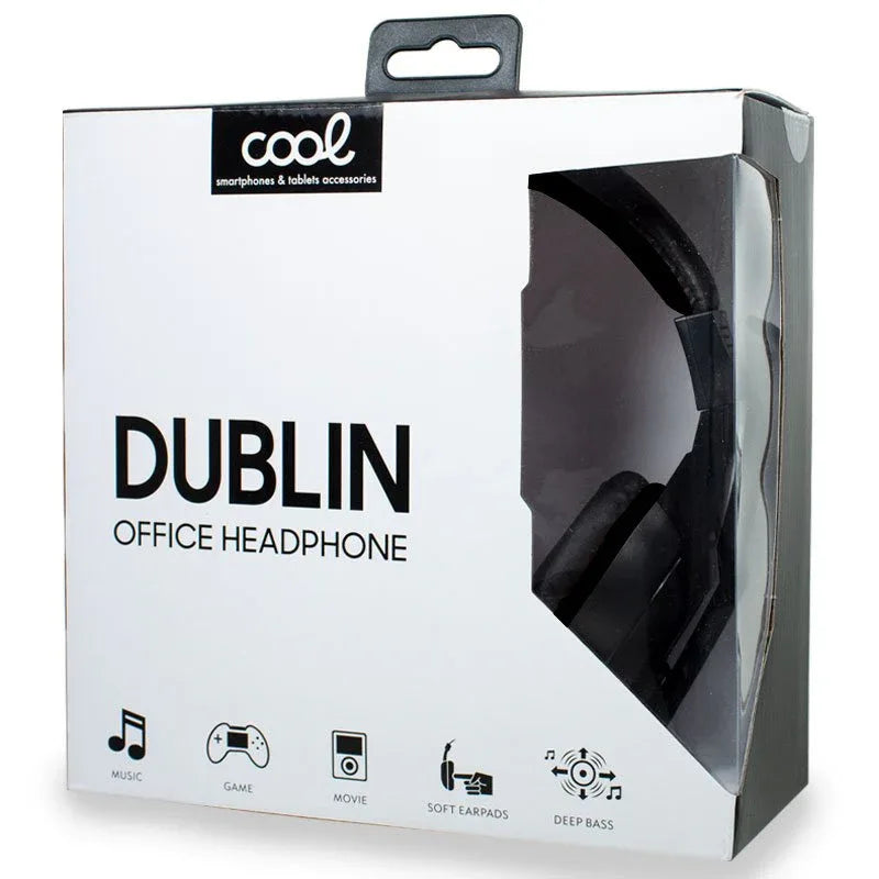 Auriculares Stereo Oficina COOL Dublin con micro Negro - PixelPlaza