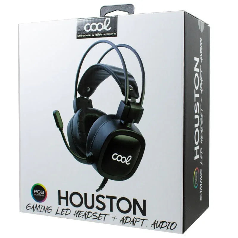 Auriculares Stereo PC / PS4 / PS5 / Xbox Gaming COOL Houston Iluminación + Adapt. Audio - PixelPlaza