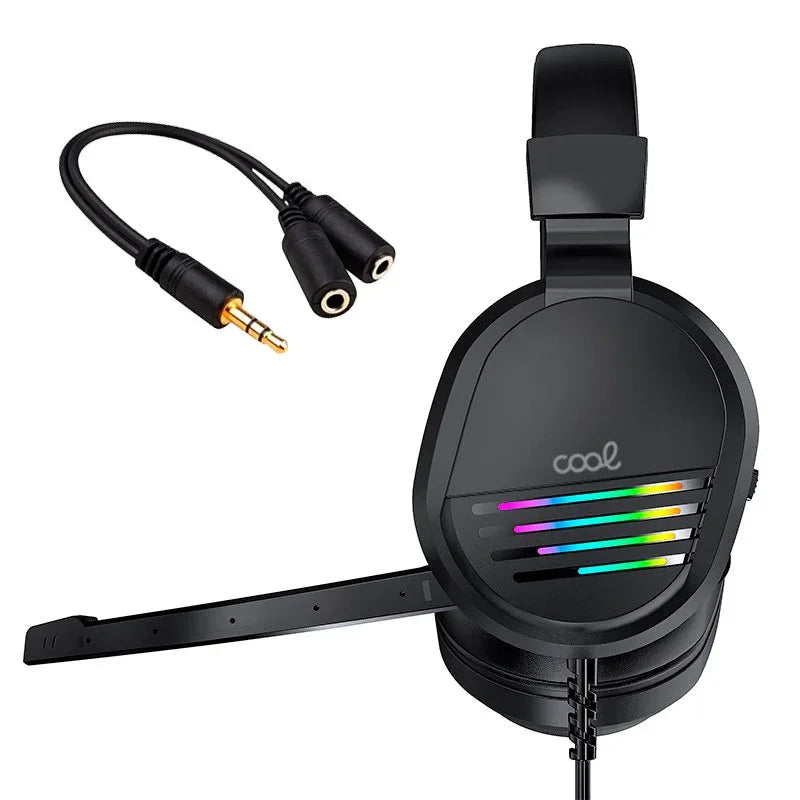 Auriculares Stereo PC / PS4 / PS5 / Xbox Gaming COOL Nitro con Adapt. Audio + Iluminación - PixelPlaza