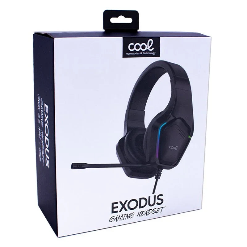 Auriculares Stereo PC / PS4 / PS5 / Xbox Gaming Led RGB COOL Exodus + Adapt. Audio - PixelPlaza