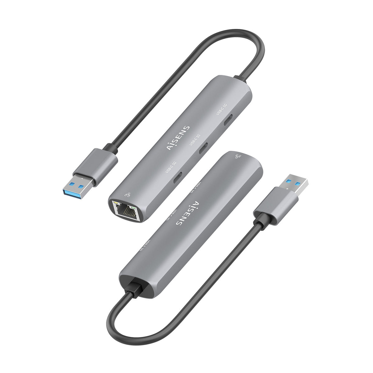 Hub USB Aisens ASUC-4P037-GR/ 3xUSB Tipo-C/ 1xRJ45/ Gris