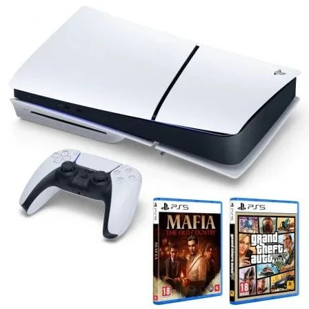 Consola Sony Playstation 5 - PS5 Slim Estándar 1TB/ Incluye Mando Dual Sense y Juego GTA V + Mafia: The Old Country/ Chassis E - PixelPlaza