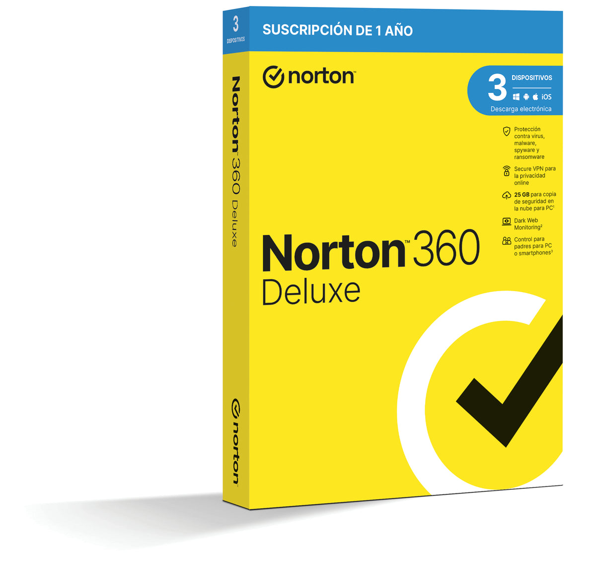 Antivirus Norton deluxe 25GB español 1 usuario 3 dispositivos 1 año en caja rsp mm gum
