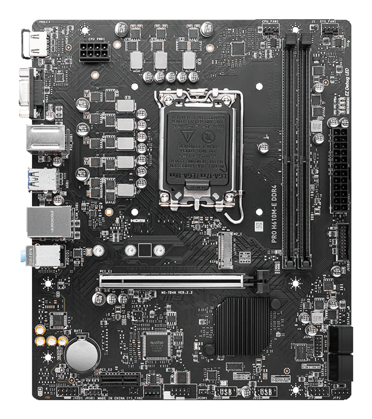 Placa base Msi 1700 pro h610m - e DDR4 ATX · 2x DDR4 · 4x sata3 · 2x USB 3.2 · 4x USB 2.0 911 - 7d48 - 007