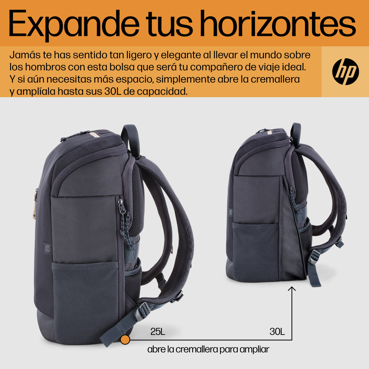 Mochila para portátil Hp travel de 15.6 pulgadas y 25 litros gris hierro
