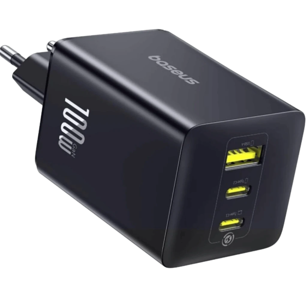 Baseus EnerFill FE11 100W GaN 6 2xUSB-C + USB-A Negro - Cargador de pared rápido