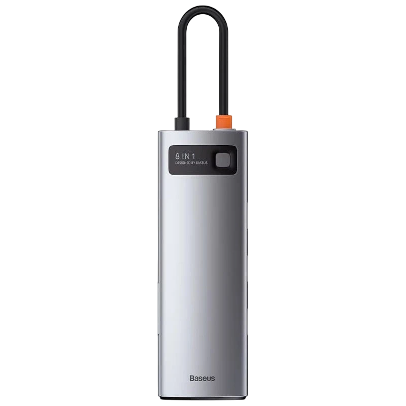 Baseus Metal Gleam 8 en 1 Tipo-C 3x USB 3.0 PD HDMI RJ45 Lector de tarjetas SD MicroSD Hub USB