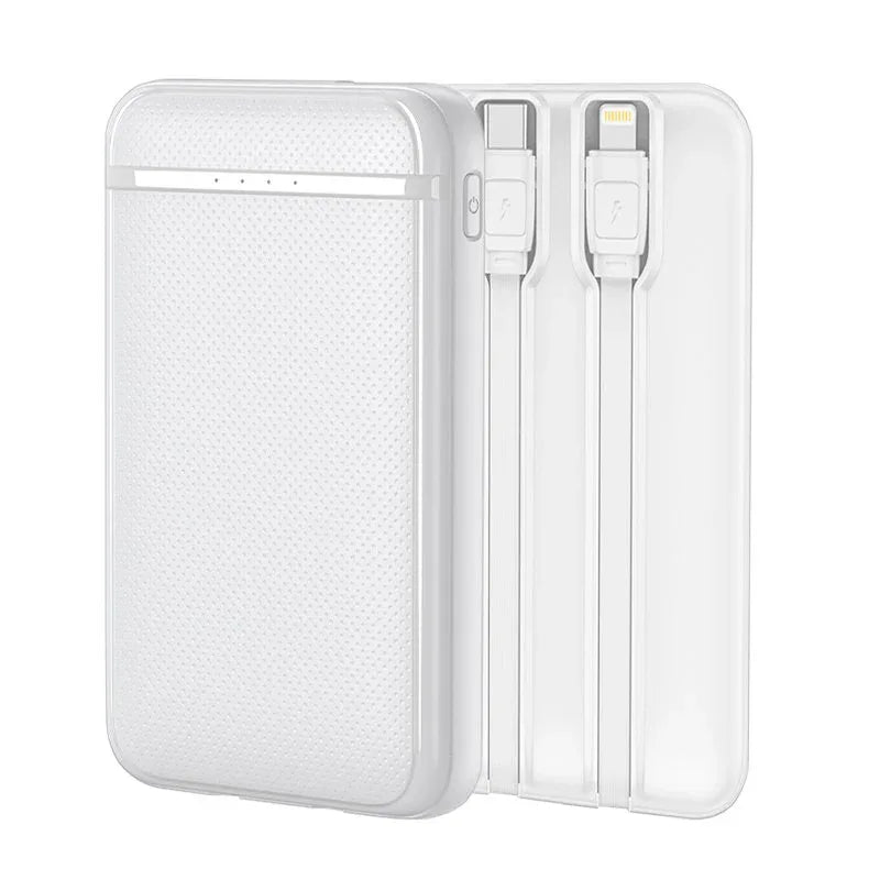 Bateria Externa Power Bank 5000 mAh COOL (2 Cables: TIPO C / Lightning) Blanco - PixelPlaza