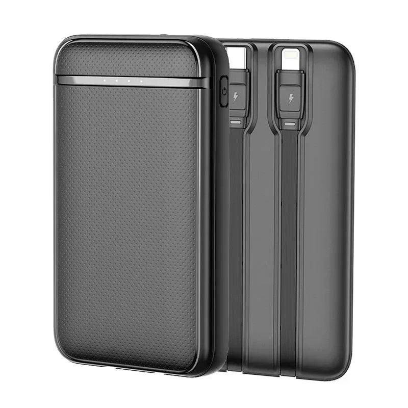 Bateria Externa Power Bank 5000 mAh COOL (2 Cables: TIPO C / Lightning) Negro - PixelPlaza