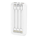 Batería Externa Universal Power Bank 10.000 mAh Carga Rápida 22.5W (3 cables) Blanco - PixelPlaza