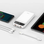 Batería Externa Universal Power Bank 10.000 mAh Carga Rápida 22.5W (3 cables) Blanco - PixelPlaza