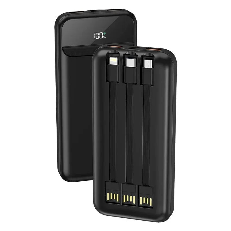 Batería Externa Universal Power Bank 10.000 mAh Carga Rápida 22.5W (3 cables) Negro - PixelPlaza