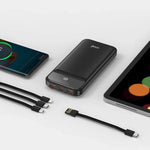 Batería Externa Universal Power Bank 10.000 mAh Carga Rápida 22.5W (3 cables) Negro - PixelPlaza