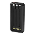 Batería Externa Universal Power Bank 10.000 mAh Carga Rápida 22.5W (3 cables) Negro - PixelPlaza