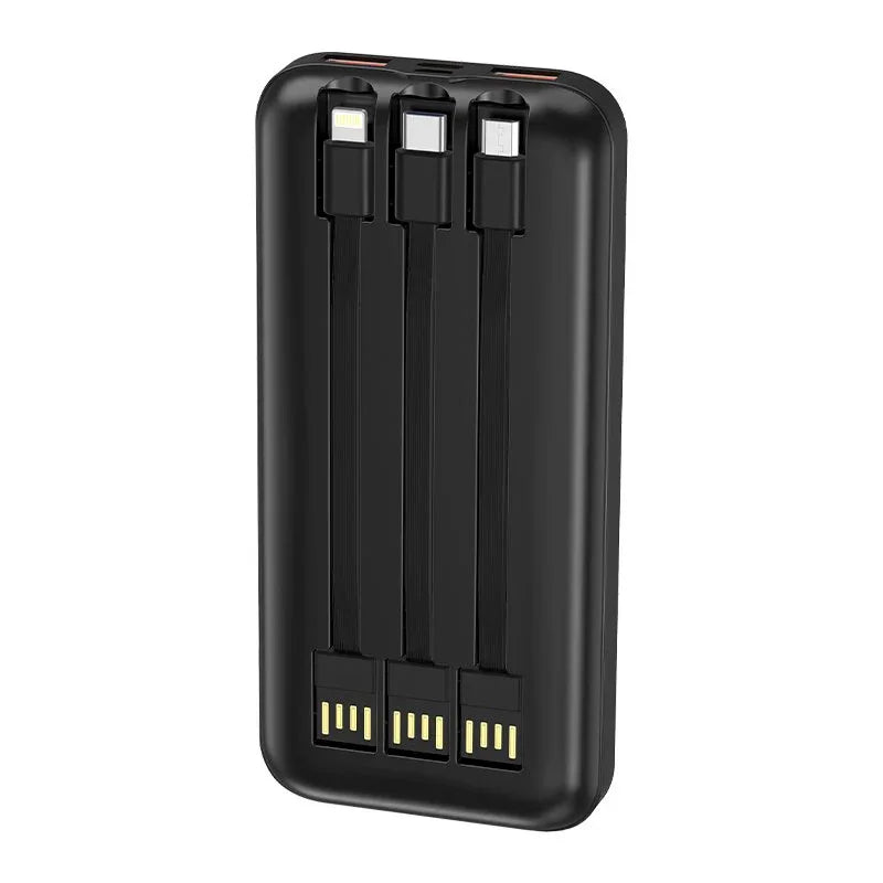 Batería Externa Universal Power Bank 10.000 mAh Carga Rápida 22.5W (3 cables) Negro - PixelPlaza