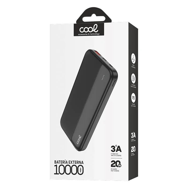 Bateria Externa Universal Power Bank 10.000 mAh COOL (3A / 20W PD) Negro - PixelPlaza