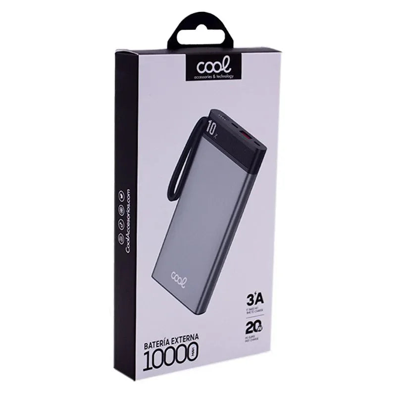 Bateria Externa Universal Power Bank 10.000 mAh COOL (3A / 20W PD) Silver - PixelPlaza