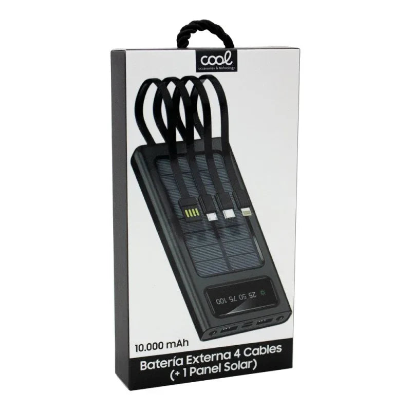 Bateria Externa Universal Power Bank 10.000 mAh + Panel Solar COOL (4 Conexiones) - PixelPlaza