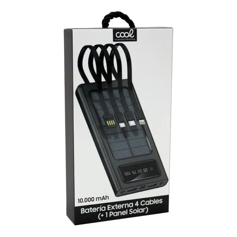 Bateria Externa Universal Power Bank 10.000 mAh + Panel Solar COOL (4 Conexiones) - PixelPlaza