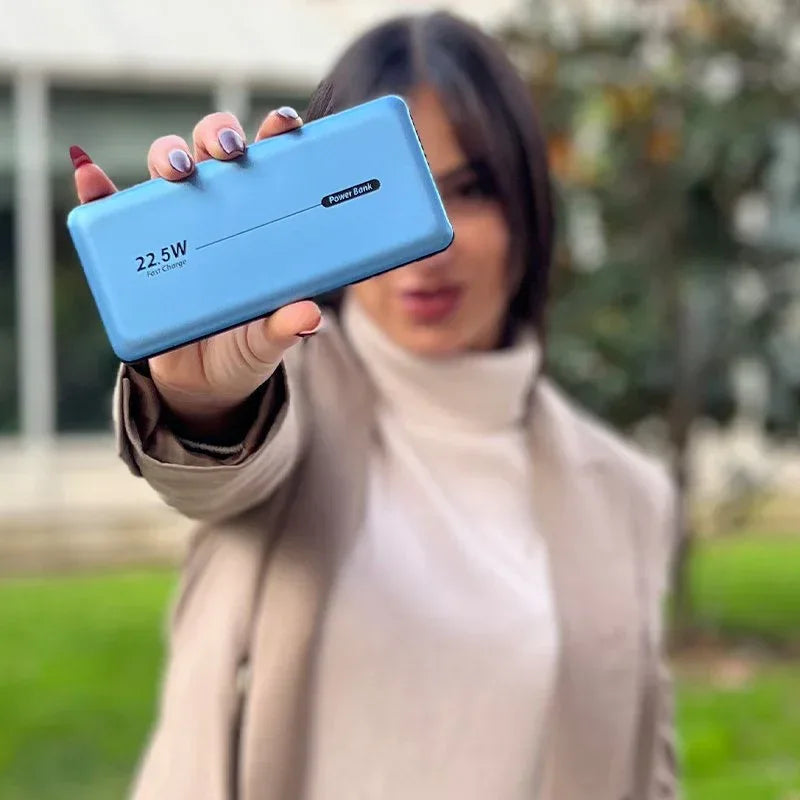 Batería Externa Universal Power Bank 10.000 mAh PD 22.5W (2 cables) Azul - PixelPlaza