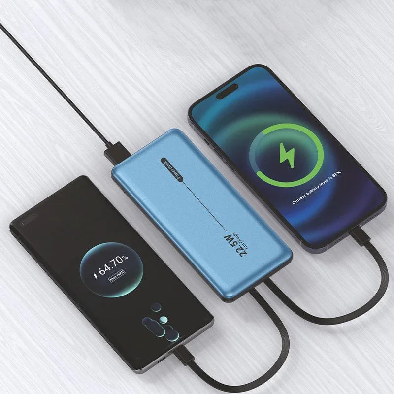 Batería Externa Universal Power Bank 10.000 mAh PD 22.5W (2 cables) Azul - PixelPlaza