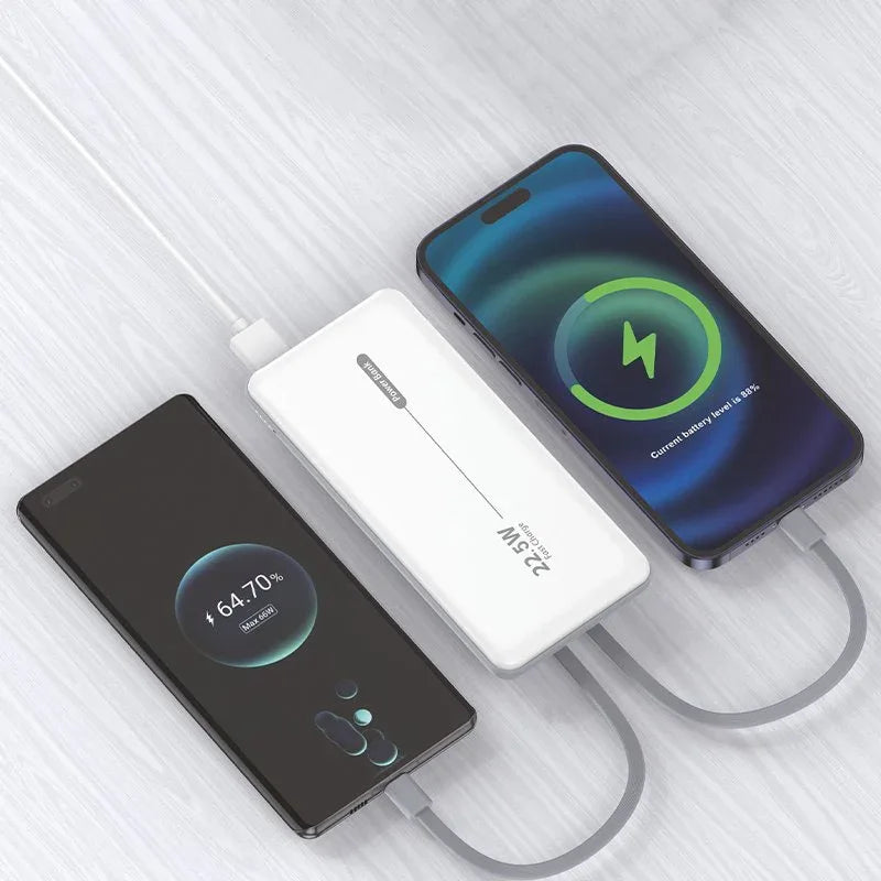 Batería Externa Universal Power Bank 10.000 mAh PD 22.5W (2 cables) Blanco - PixelPlaza