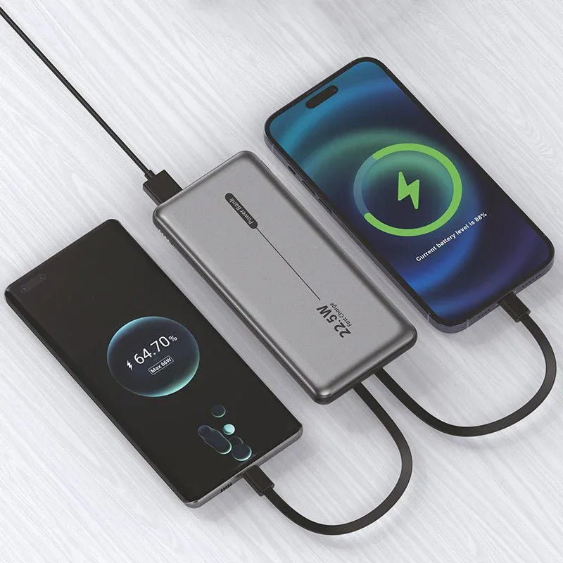 Batería Externa Universal Power Bank 10.000 mAh PD 22.5W (2 cables) Gris - PixelPlaza