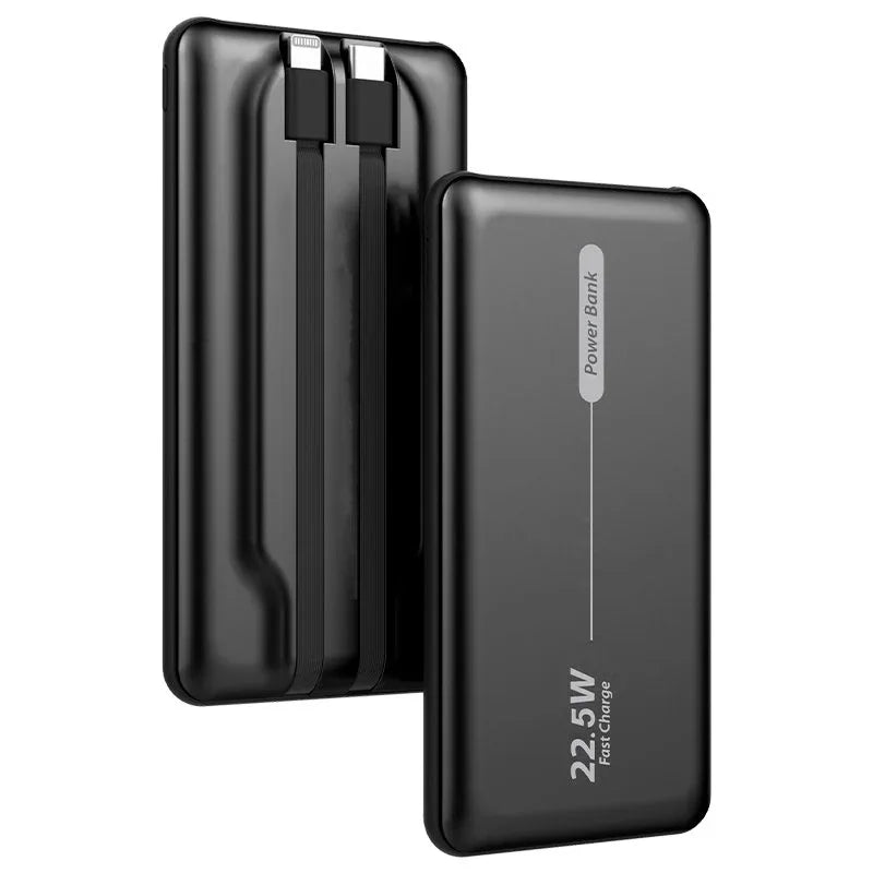 Batería Externa Universal Power Bank 10.000 mAh PD 22.5W (2 cables) Negro - PixelPlaza
