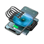 Batería Externa Universal Power Bank 10.000 mAh + Qi Carga Inalámbrica (4 conexiones) Negro - PixelPlaza