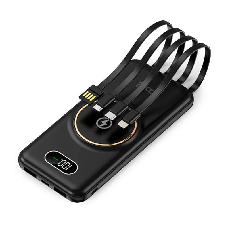 Batería Externa Universal Power Bank 10.000 mAh + Qi Carga Inalámbrica (4 conexiones) Negro - PixelPlaza