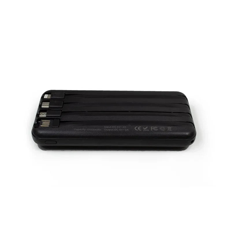 Batería Externa Universal Power Bank 10.000 mAh + Qi Carga Inalámbrica (4 conexiones) Negro - PixelPlaza
