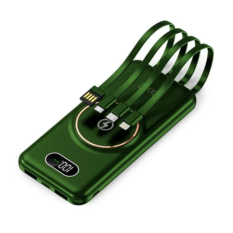 Batería Externa Universal Power Bank 10.000 mAh + Qi Carga Inalámbrica (4 conexiones) Verde - PixelPlaza