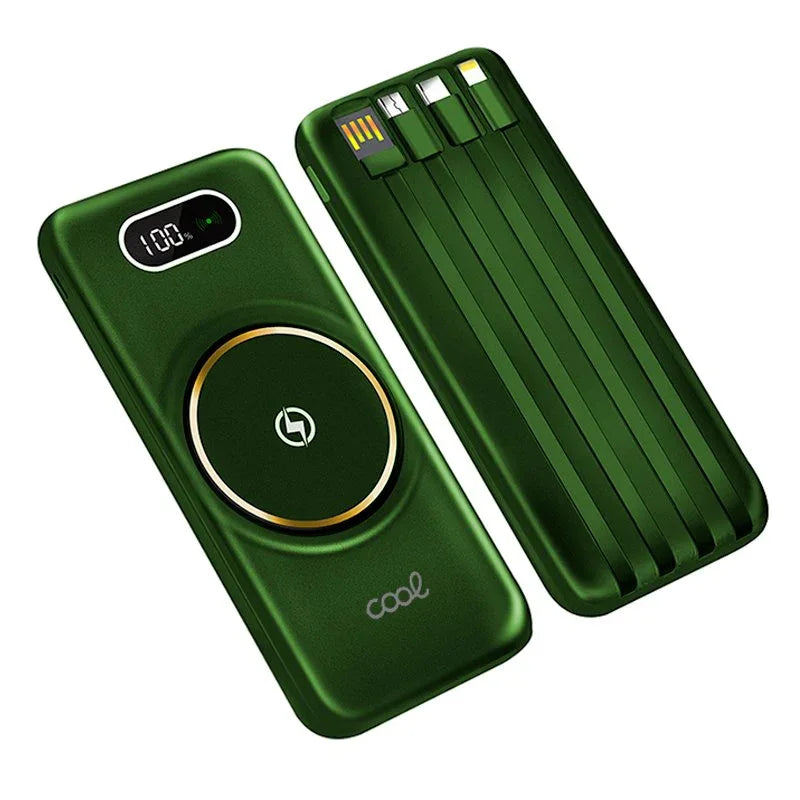 Batería Externa Universal Power Bank 10.000 mAh + Qi Carga Inalámbrica (4 conexiones) Verde - PixelPlaza