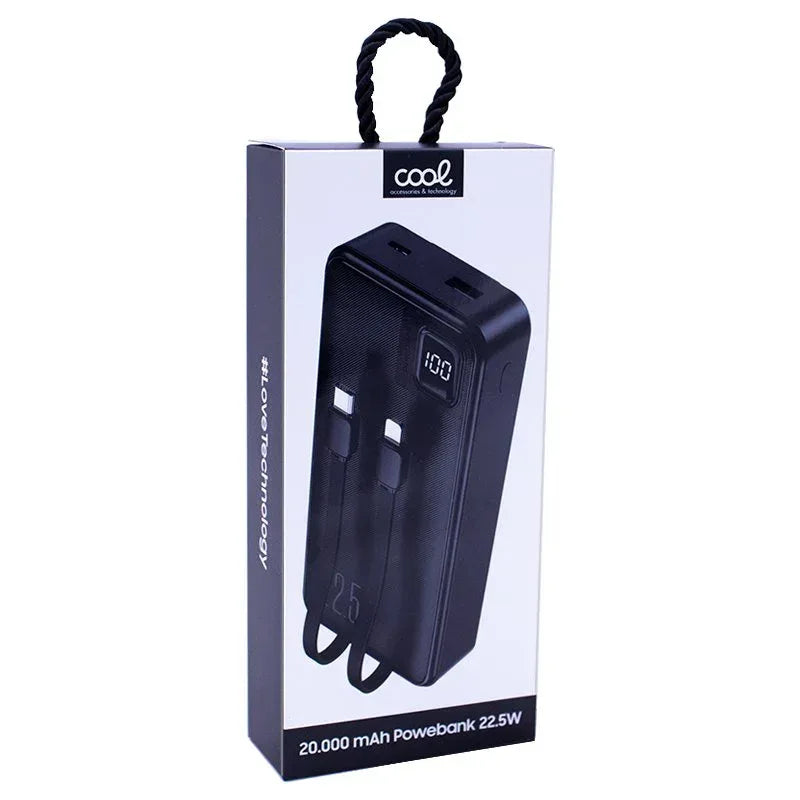 Bateria Externa Universal Power Bank 22.5W 20.000 mAh (Tipo-C / Lightning) COOL Negro - PixelPlaza