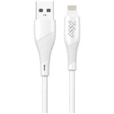 Cable USB 2.0 Lightning Myway MWUSC0021/ USB Macho - Lightning Macho/ Hasta 12W/ 480Mbps/ 1m/ Blanco - PixelPlaza