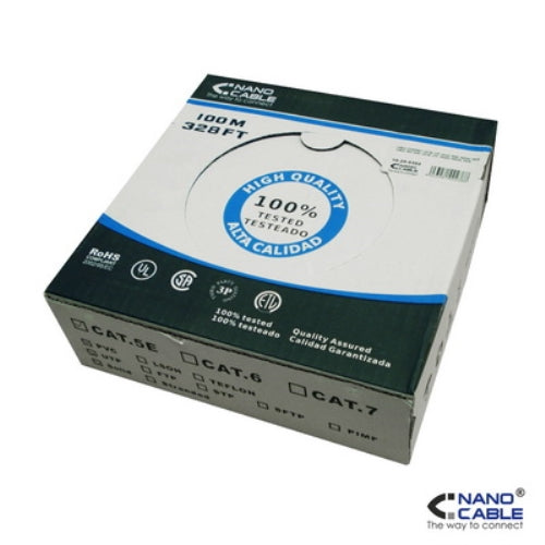 Bobina de Cable RJ45 UTP Nanocable 10.20.0302-FLEX Cat.5e/ 100m/ Gris