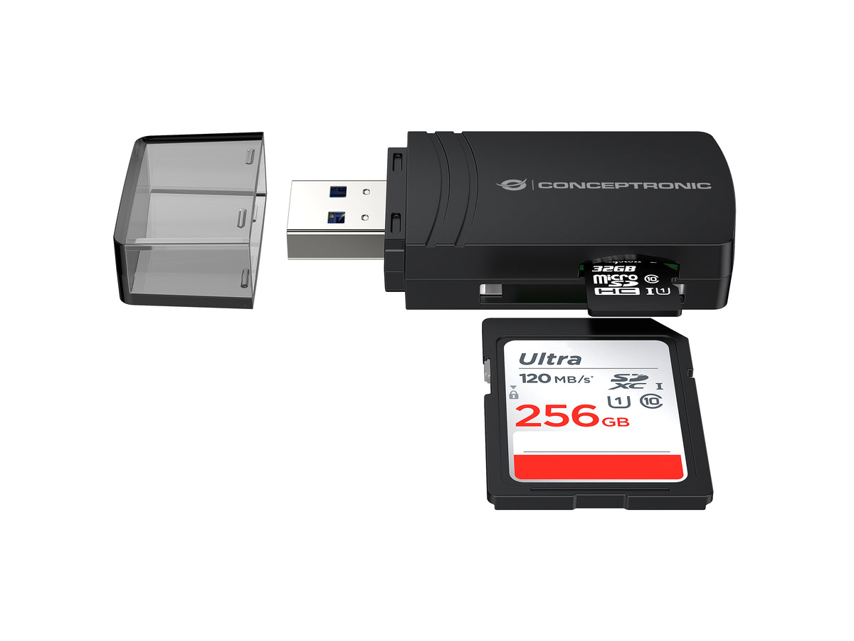 Lector de tarjetas USB 3.0 Conceptronic bian06b sd · sdhc · sdxc · microsd · tflash
