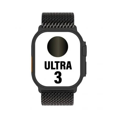 Apple Watch Ultra 3/ GPS/ Cellular/ 49mm/ Caja Titanio Negro/ Correa Milanese Negra S - PixelPlaza