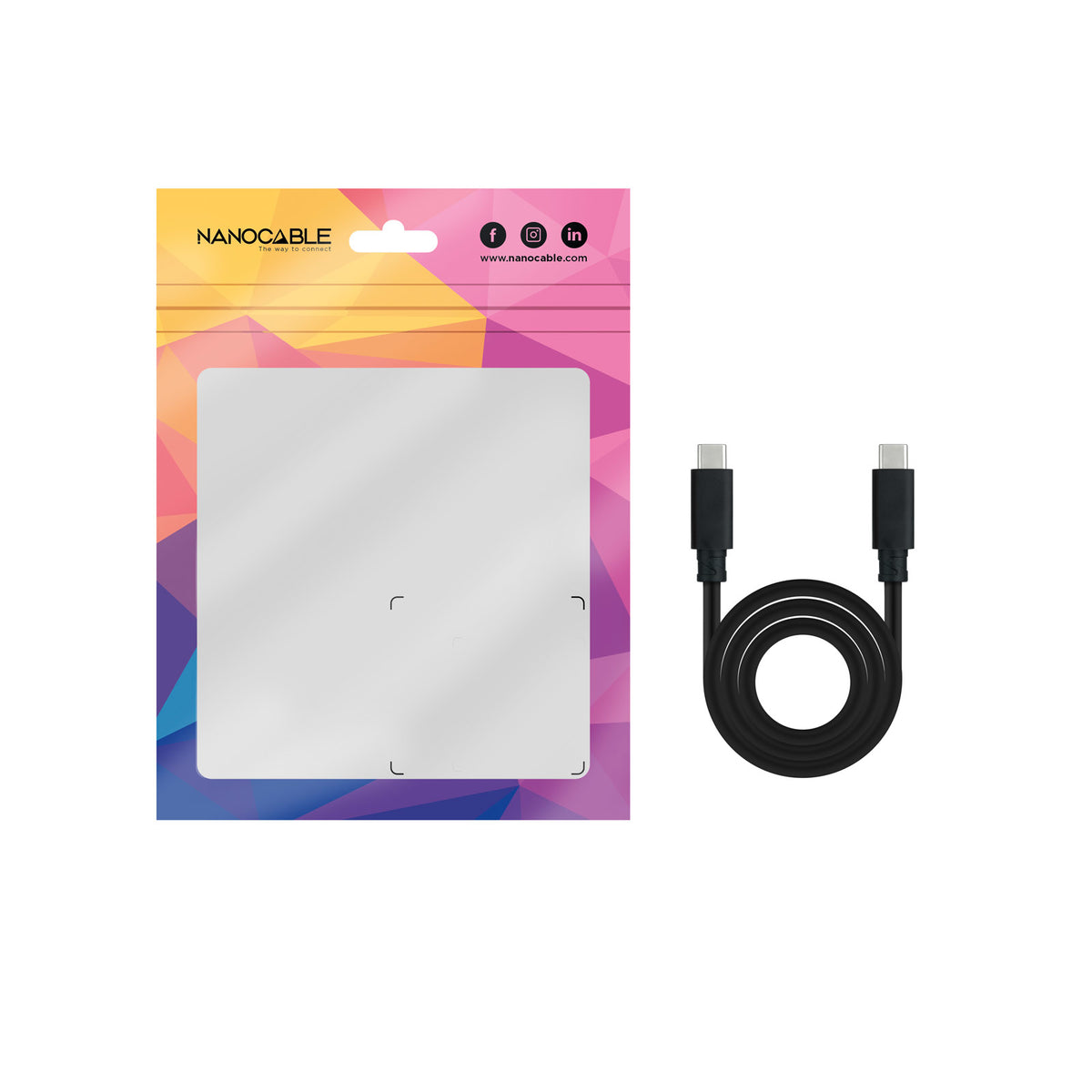 Cable USB 3.1 Tipo-C Nanocable 10.01.4100/ USB Tipo-C Macho - USB Tipo-C Macho/ Hasta 100W/ 10Gbps/ 50cm/ Negro